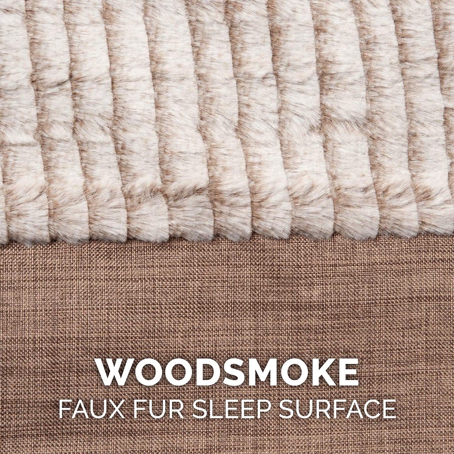 Orthopedic Dog Bed for Medium/Small Dogs W/ Removable Bolsters & Washable Cover, for Dogs up to 35 Lbs - Luxe Faux Fur & Performance Linen Sofa - Woodsmoke, Medium
