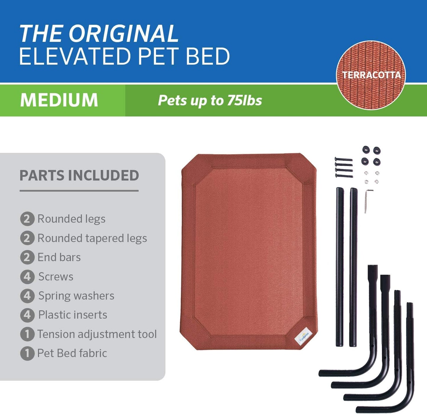 the Original Cooling Elevated Dog Bed, Indoor and Outdoor, Medium, Terracotta